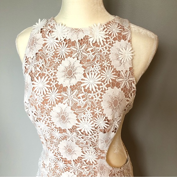 Bronx & Banco Daisy Midi Dress White Tan Size 10 NWT - Picture 7 of 16